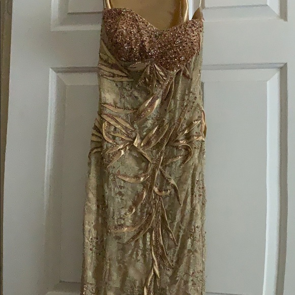 Formal gold lace size 0 dress - Picture 7 of 7